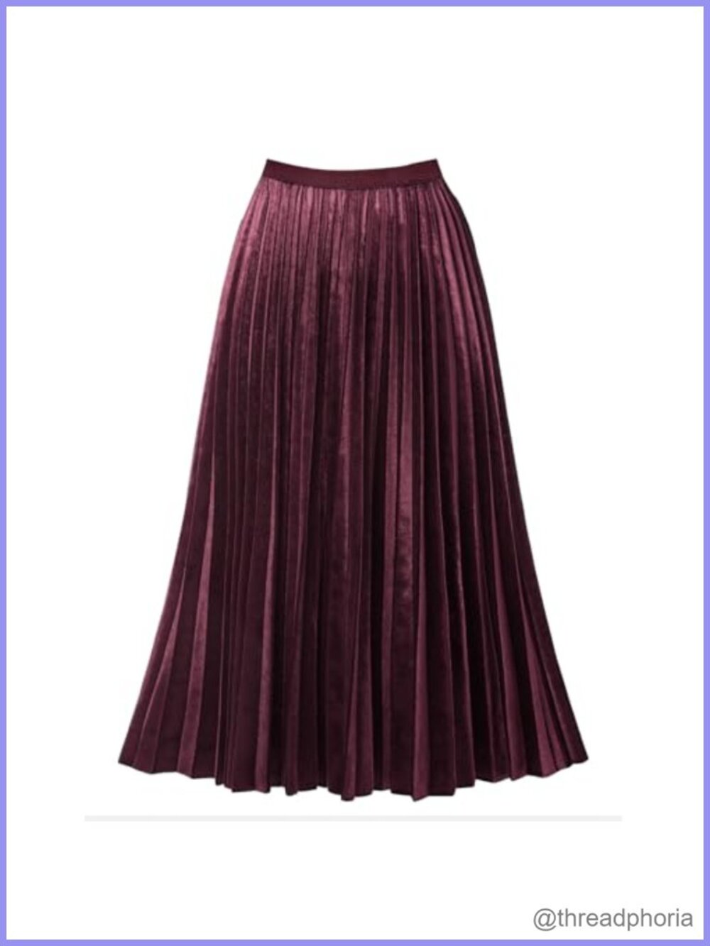 Pleated High Waist Flowy Midi Skirt A-Line Velvet Office Wear